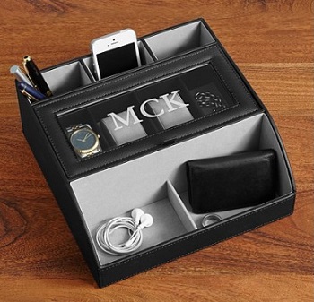leather charging station personal gift for husband
